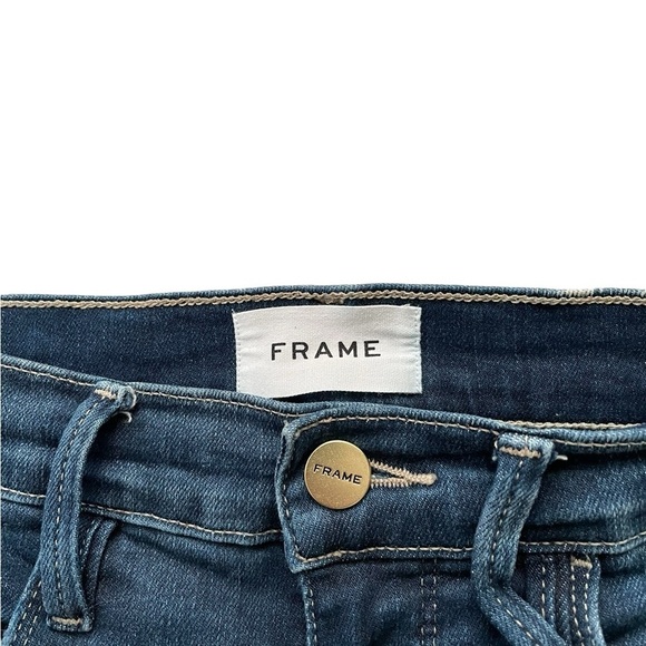 FRAME Sylvie Kick Boot Jeans Lakewood Womens Size 27 Relaxed, High Rise Raw Hem - Picture 6 of 9